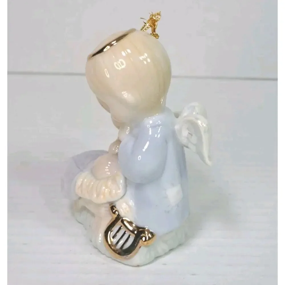 Precious Moments Nativity Holy Family 1997 & Angel Horn Girl Ornament Lot Enesco